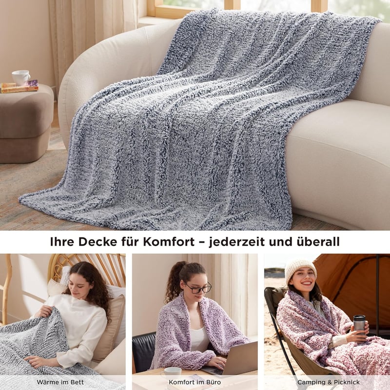 Bedsure Sherpa Ágytakaró Piros XL 150x200cm - Puha Kanapé Takaró Meleg Plüss Blanket