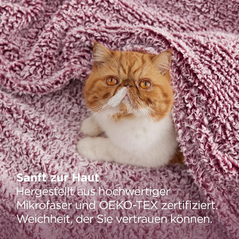 Bedsure Sherpa Ágytakaró Piros XL 150x200cm - Puha Kanapé Takaró Meleg Plüss Blanket