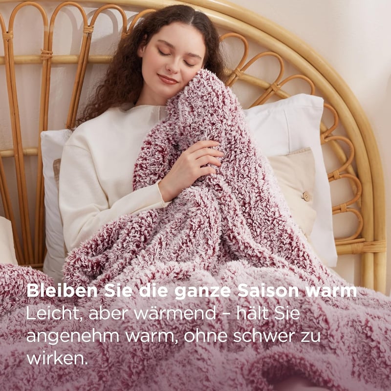 Bedsure Sherpa Ágytakaró Piros XL 150x200cm - Puha Kanapé Takaró Meleg Plüss Blanket