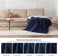 Bedsure Sherpa Kétoldalas Takaró, Extra Puha Flanel Pléd Kanapéra és Ágyra - 150 x 200 cm, Navy Blue 8