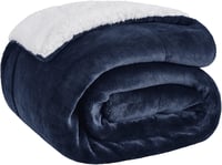 Bedsure Sherpa Kétoldalas Takaró, Extra Puha Flanel Pléd Kanapéra és Ágyra - 150 x 200 cm, Navy Blue 1