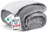 Bedsure Sherpa Kétoldalas Takaró, Extra Puha Flanel Pléd Kanapéra és Ágyra 150x200 cm - 150 x 200 cm, 01-grey 1
