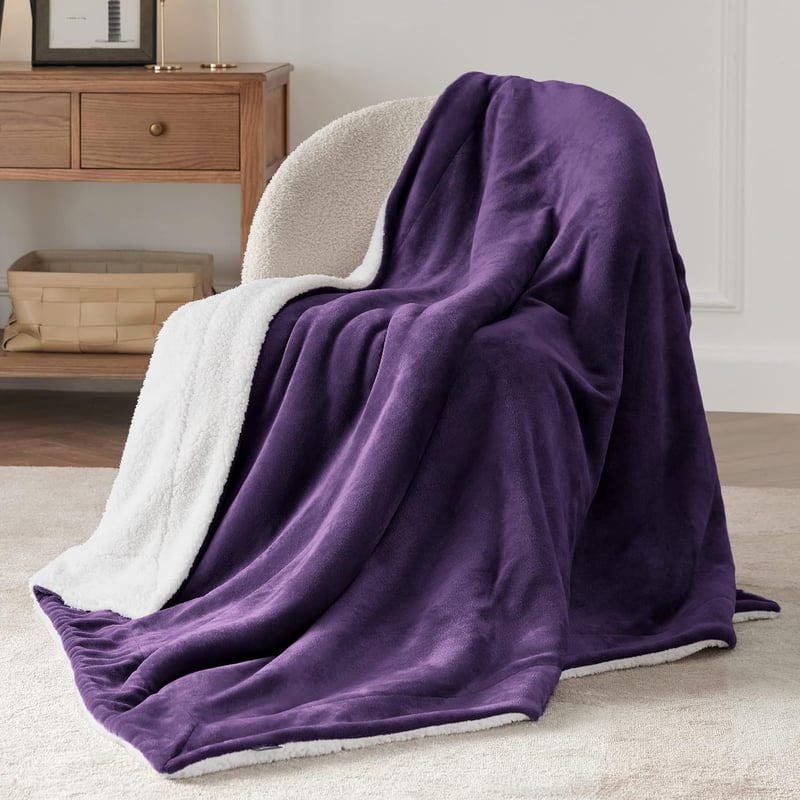 Bedsure Sherpa Kétoldalas Takaró, Extra Vastag Puha Kanapé Pléd Flanel Anyagból