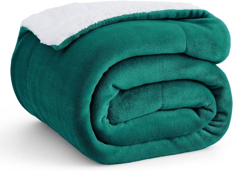 Bedsure Sherpa plüss takaró - sötétzöld - 150x200 cm