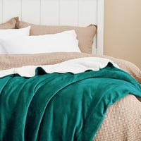 BEDSURE XXL Sherpa Takaró 220x240cm - Puha Flanel Kanapé Takaró Sötétzöld 4