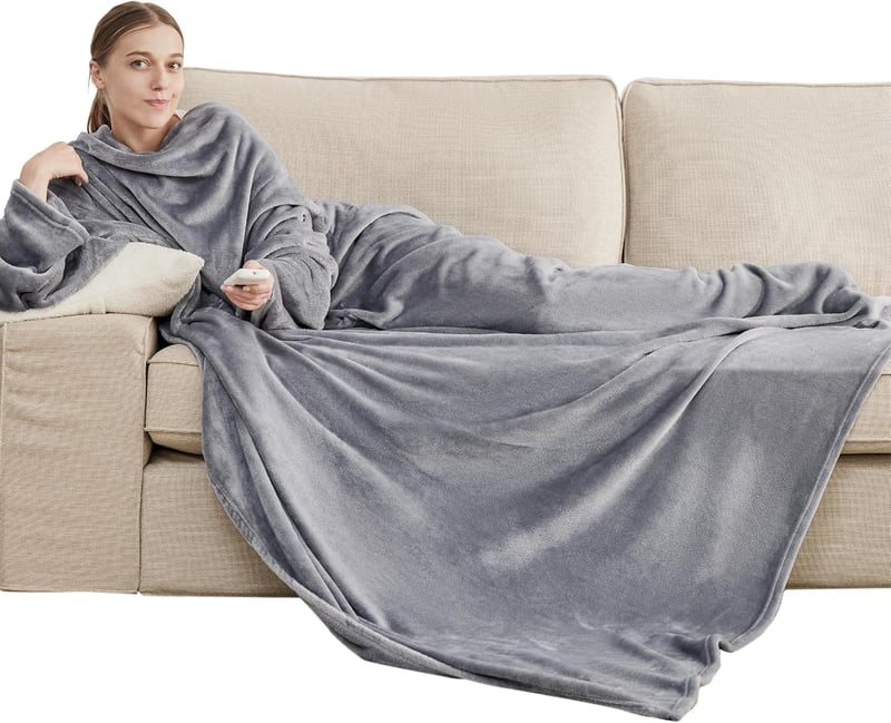 Bedsure Ujjas Takaró - Viselhető Polár Pléd Felnőtteknek 150x200 cm - Kényelmes TV Takaró Ujjakkal - Géppel Mosható
