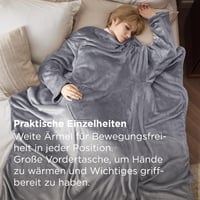 Bedsure Ujjas Takaró - Viselhető Polár Pléd Felnőtteknek 150x200 cm - Kényelmes TV Takaró Ujjakkal - Géppel Mosható 6