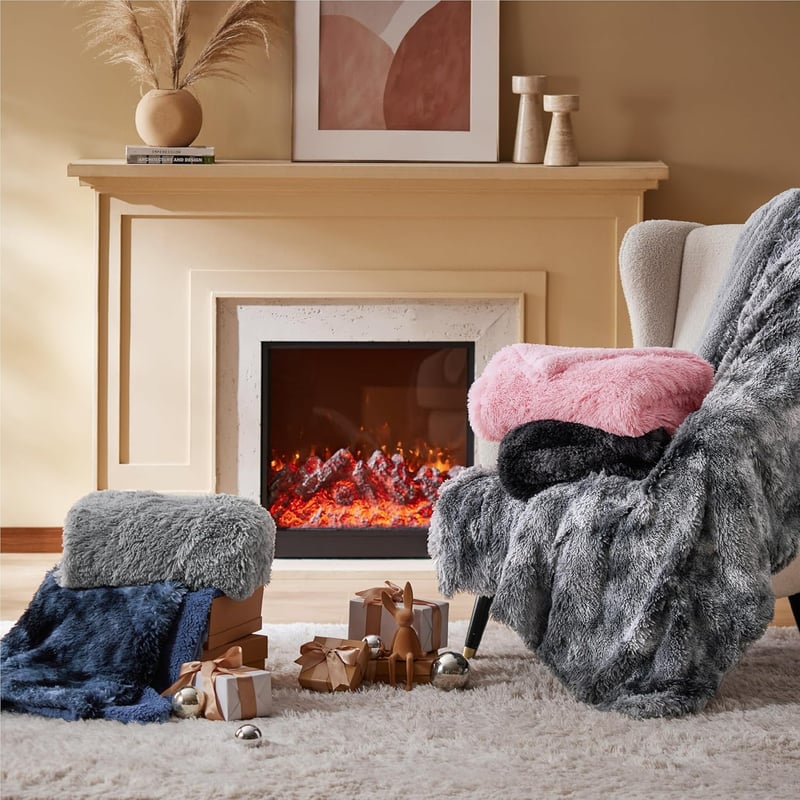 BEDSURE Warm Sherpa Blanket, Cuddly, Fluffy Faux Fur Blanket, Thick, for Sofa, Couch, 130 x 150 cm, Cream