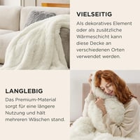 BEDSURE Warm Sherpa Blanket, Cuddly, Fluffy Faux Fur Blanket, Thick, for Sofa, Couch, 130 x 150 cm, Cream 4