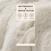 BEDSURE Warm Sherpa Blanket, Cuddly, Fluffy Faux Fur Blanket, Thick, for Sofa, Couch, 130 x 150 cm, Cream 2