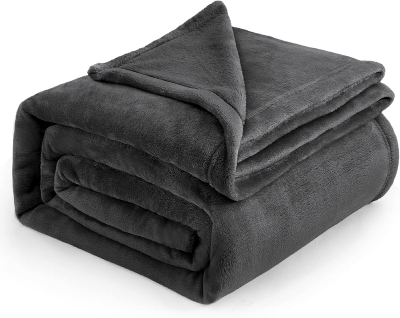 BEDSURE XXL Puha Fleece Takaró 220x240 cm, Meleg Téli Pléd Kanapéra, Sötétszürke