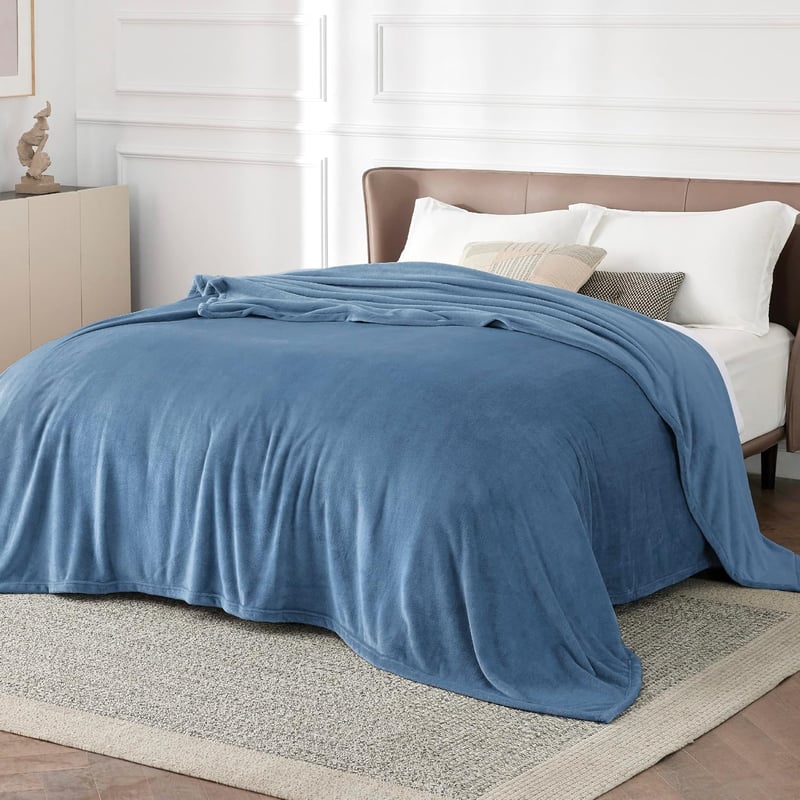 BEDSURE XXL Puha Fleece Takaró 220x240 cm, Meleg Téli Pléd Világoskék