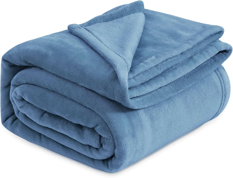 BEDSURE XXL Puha Fleece Takaró 220x240 cm, Meleg Téli Pléd Világoskék