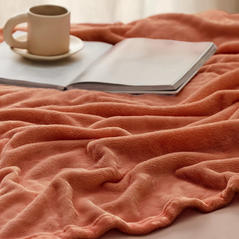 BEDSURE XXL Puha Fleece Takaró 220x240 cm, Narancssárga Kanapé Pléd