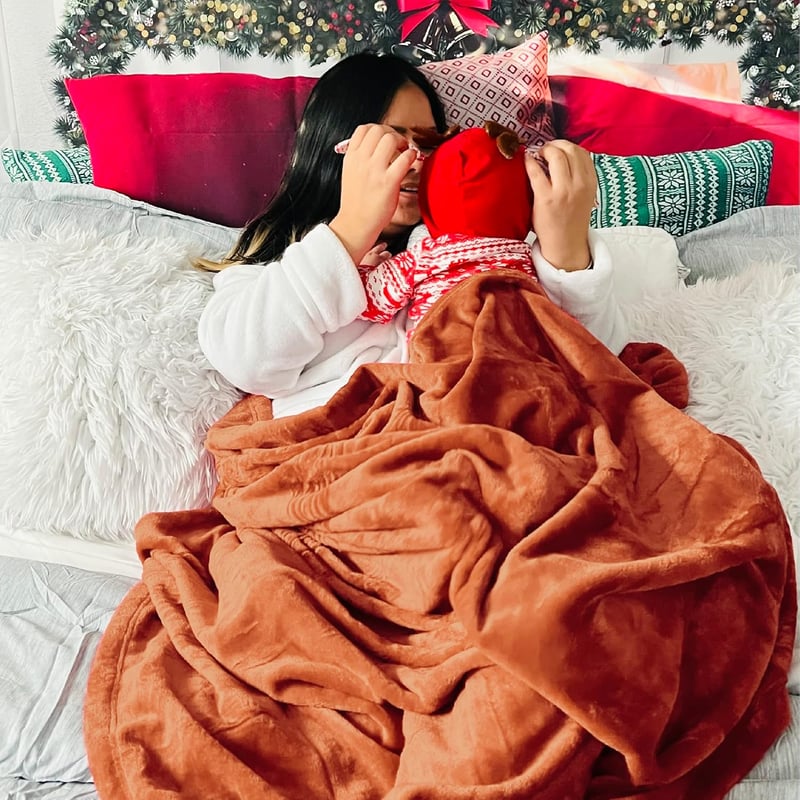 BEDSURE XXL Puha Fleece Takaró 220x240 cm, Narancssárga Kanapé Pléd