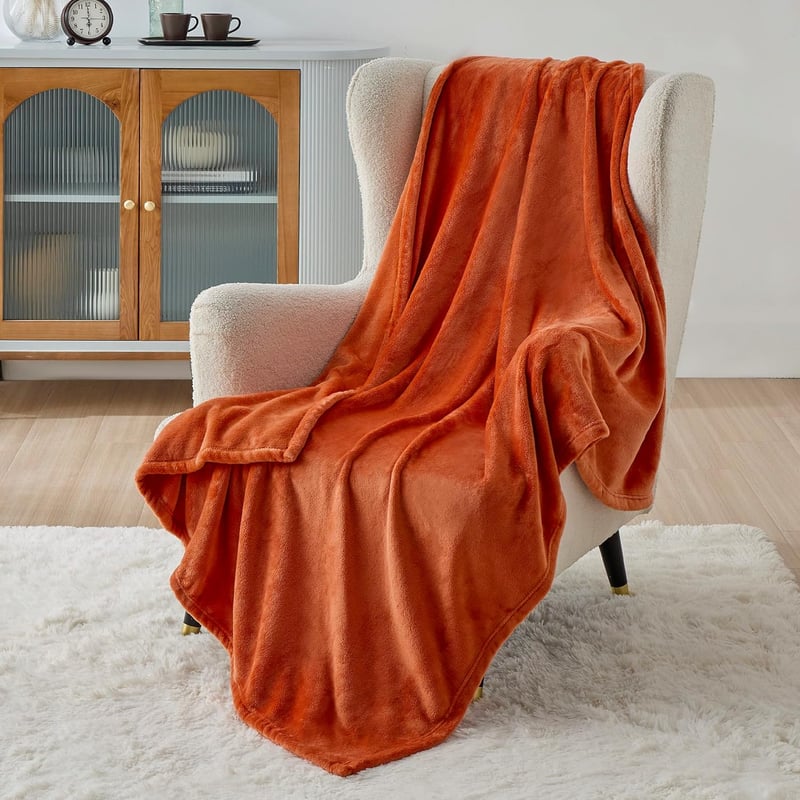 BEDSURE XXL Puha Fleece Takaró 220x240 cm, Narancssárga Kanapé Pléd