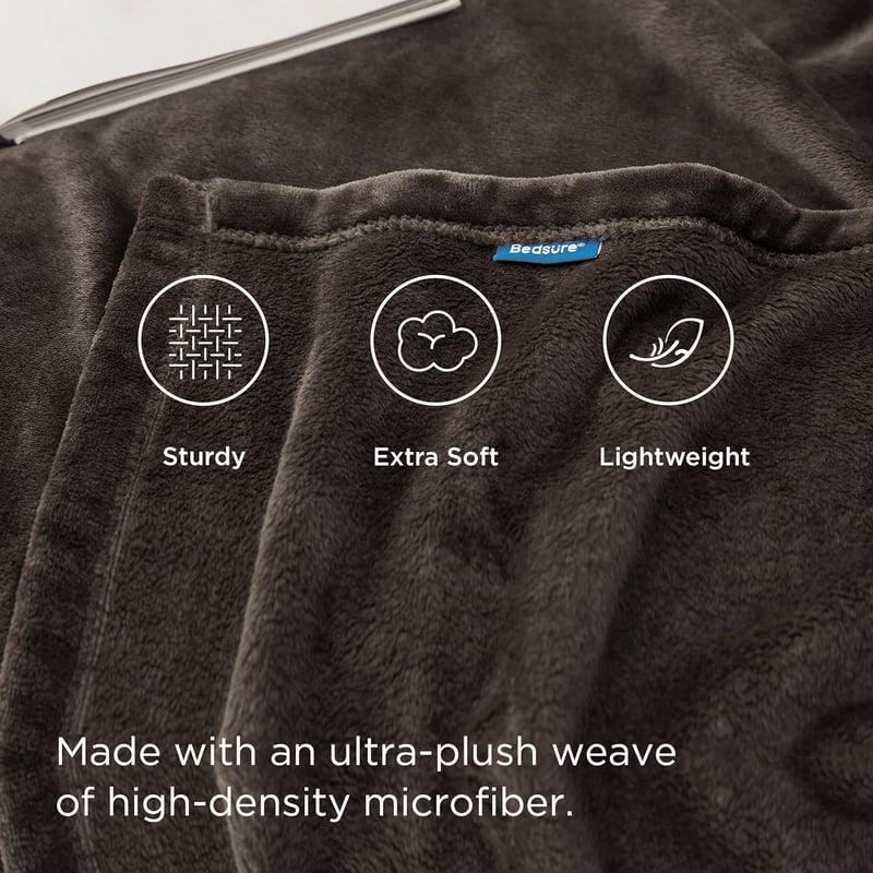 BEDSURE XXL Puha Fleece Takaró 230x270 cm, Meleg Téli Pléd Kanapéra, Barna - 270 x 230 inches, Brown