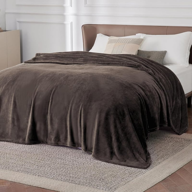 BEDSURE XXL Puha Fleece Takaró 230x270 cm, Meleg Téli Pléd Kanapéra, Barna - 270 x 230 inches, Brown
