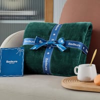 BEDSURE XXL Puha Fleece Takaró 230x270 cm, Meleg Téli Pléd Kanapéra, Sötétzöld 6