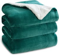 BEDSURE XXL Sherpa Takaró 220x240cm - Puha Flanel Kanapé Takaró Sötétzöld 1