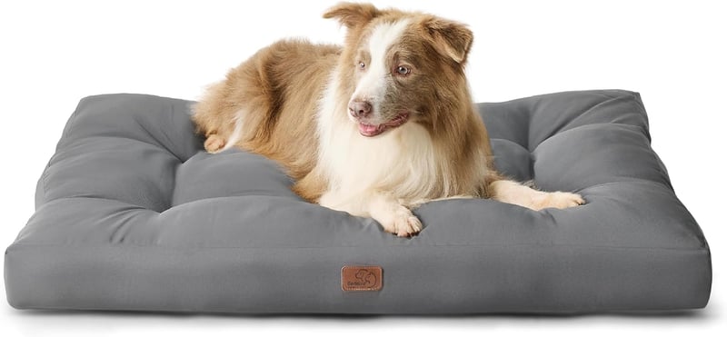 Bedsure XXL Vízálló Kutyafekhely - 110x90 cm Mosható Kutyapárna Nagy és Közepes Kutyáknak, 10 cm Vastag Szürke Matrac, Beltéri Használatra