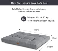 Bedsure XXL Vízálló Kutyafekhely - 110x90 cm Mosható Kutyapárna Nagy és Közepes Kutyáknak, 10 cm Vastag Szürke Matrac, Beltéri Használatra 8