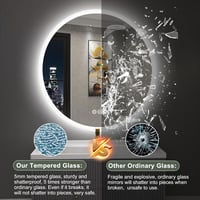 S'bagno 60 cm Kerek LED Fürdőszobai Tükör - Érintésérzékelős, Fényerőszabályozós, Színváltós Világítással és Bluetooth Hangszóróval 8