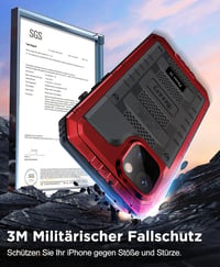 Beeasy iPhone 15 vízálló ütésálló fém tok 360° védelemmel piros - iPhone 15, red 4
