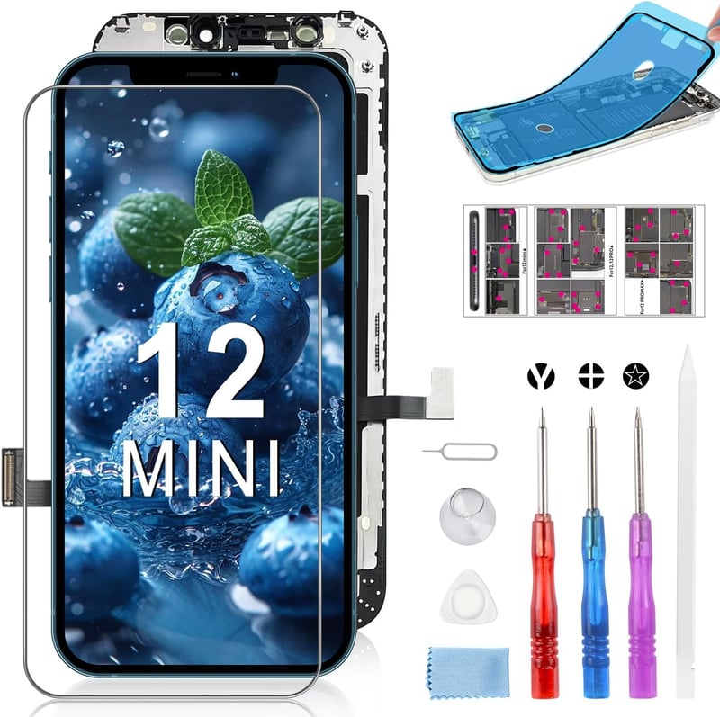 Beefix iPhone 12 Mini LCD Kijelző Csere 5.4" FHD 3D Érintőképernyő Digitalizáló Panel Szerelő Készlettel Komplett Kijelzőcsere Szett