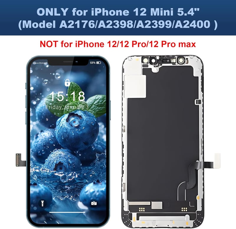 Beefix iPhone 12 Mini LCD Kijelző Csere 5.4" FHD 3D Érintőképernyő Digitalizáló Panel Szerelő Készlettel Komplett Kijelzőcsere Szett