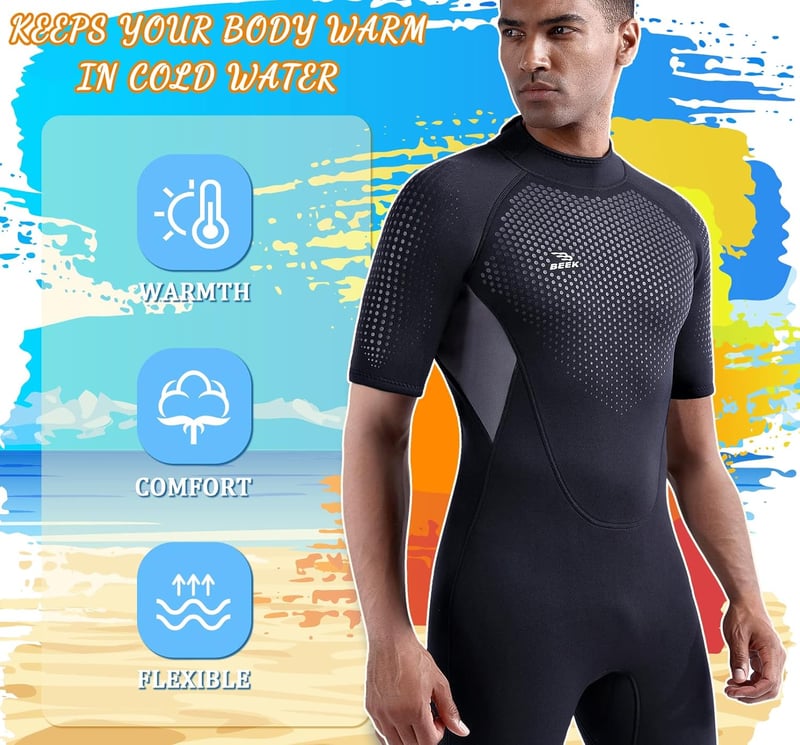 Costum de neopren BEEK 3mm pentru bărbați și femei, cu fermoar la spate, pentru scufundări, snorkeling și surfing