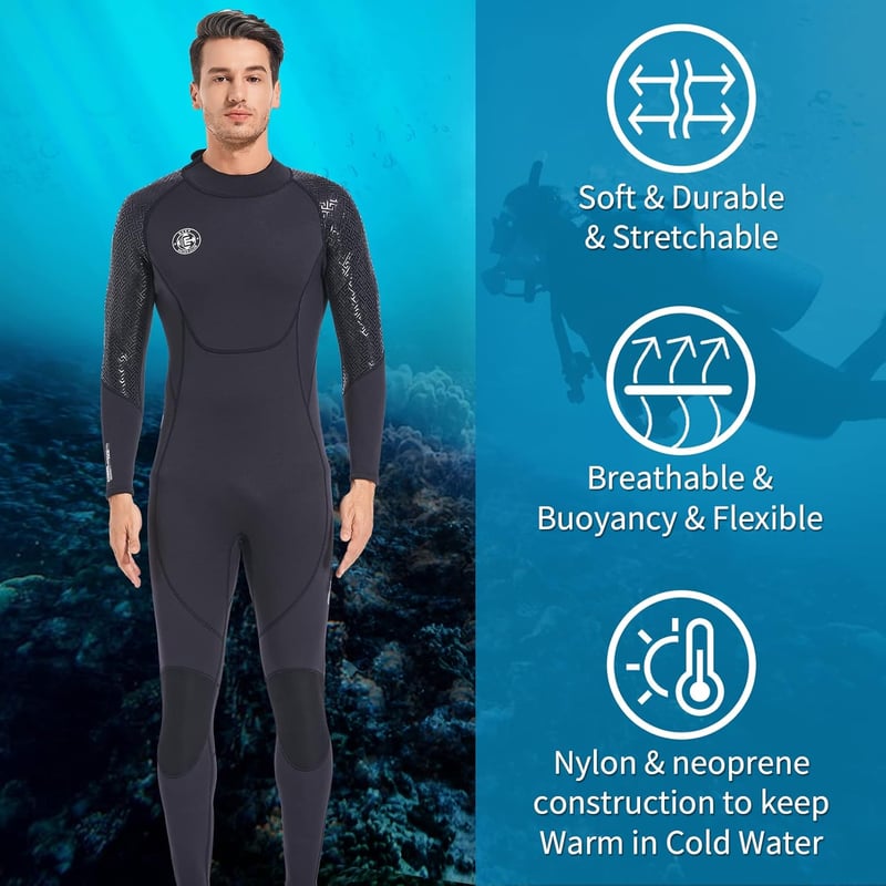 BEEK Neoprén Wetsuit 3mm UV Védelemmel Férfi Női Hátzipper Búvárkodáshoz