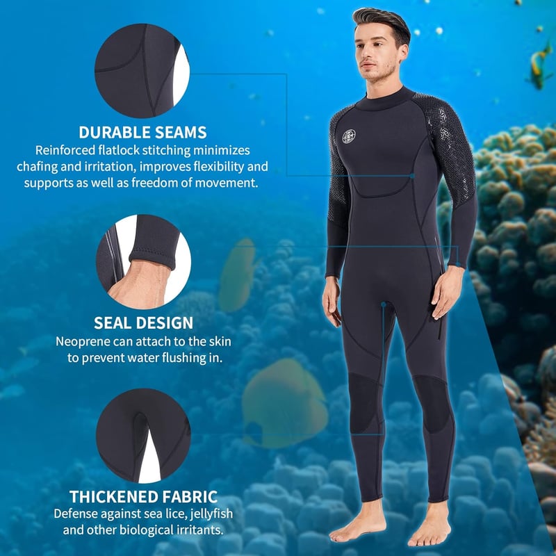 BEEK Neoprén Wetsuit 3mm UV Védelemmel Férfi Női Hátzipper Búvárkodáshoz