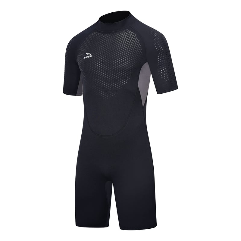 Neoprénový potápačský oblek BEEK Shorty 3 mm, so zadným zipsom, unisex - čierna/sivá