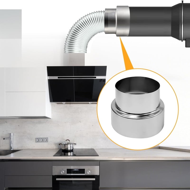 Beekeg Kémény Adapter 100-80mm Rozsdamentes Acél Redukció Alumínium Szalaggal