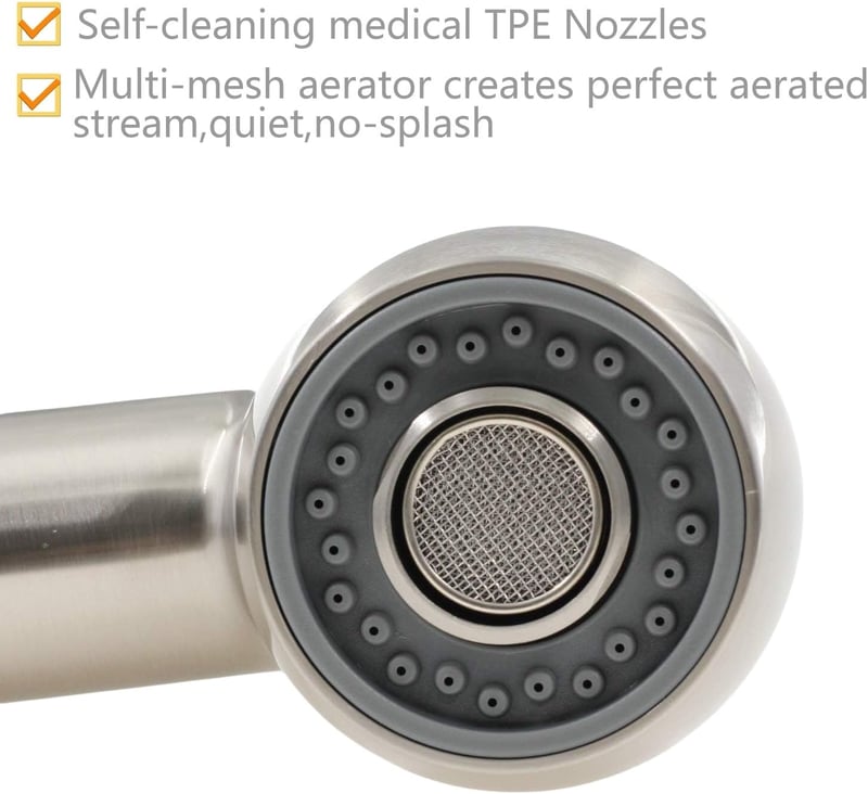 Beelee F103-SP Zuhanyfej G1/2 Konyhai Csaptelep Kiegészítő Kézi Zuhany Nikkel