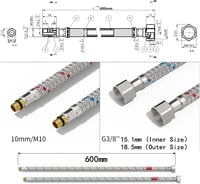 Beelee G3/8 x M10 csatlakozó tömlő vízcsap hosszabbító adapter 2