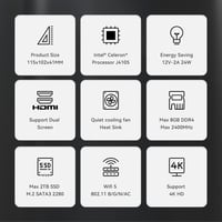 Beelink GK35 Pro Mini PC Windows 10 Pro Intel J4105 8GB 128GB SSD 3