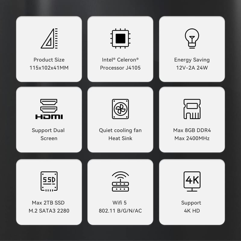 Beelink GK35 Pro Mini PC Windows 10 Pro Intel J4105 8GB 128GB SSD