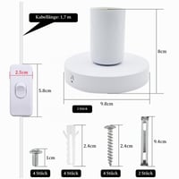 BEELUKY Set 2 Dulii E27 cu Întrerupător, Alb, Cablu de Alimentare 1,8 m cu Întrerupător pe Fir, pentru Lustre DIY, Lămpi de Masă Vintage, Living, Birou, 220V 3A, 2 bucăți 2