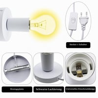 BEELUKY Set 2 Dulii E27 cu Întrerupător, Alb, Cablu de Alimentare 1,8 m cu Întrerupător pe Fir, pentru Lustre DIY, Lămpi de Masă Vintage, Living, Birou, 220V 3A, 2 bucăți 4