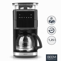 Cafetieră cu filtru BEEM FRESH-AROMA-PERFECT III cu râșniță încorporată, oțel inoxidabil, cană de sticlă, funcție de menținere la cald, Aroma Plus, temporizator 24 de ore, 1000 W, pentru 10 cești 2