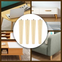 Beenle-Icey 4 buc. Picioare de Mobilier din Lemn pentru Dulap și Masă, Comodă TV, Canapea, Pat, Masă de Dining, cu Plăcuțe de Montare Înclinate și Șuruburi, H20 cm 7