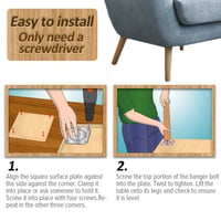 Beenle-Icey 4 buc. Picioare de Mobilier din Lemn pentru Dulap și Masă, Comodă TV, Canapea, Pat, Masă de Dining, cu Plăcuțe de Montare Înclinate și Șuruburi, H20 cm 4