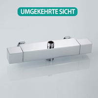 Beenle-Icey Termosztátos Zuhanycsaptelep 38°C Biztonsági Gombbal - Króm Négyzet Alakú Sárgaréz Fali Csaptelep G3/4 Felső és G1/2 Alsó Csatla 7