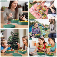 Dóza na obed Beeptrum Bento 1400 ml, 2-poschodový obedár so 4 priehradkami a príborom, nepriepustný, pre dospelých aj deti, vhodný do mikrovlnky 5