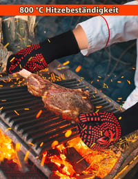 Mănușă de grătar Beesgarden, rezistentă la căldură până la 800°C, mănușă BBQ extrem de rezistentă la căldură, mărimea S/M, pentru coacere, gătit și șemineu 4