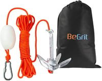 BeGrit 0,7 kg Összecsukható Horgony Szett Galvanizált 10m Szakítószilárd Kötéllel 6mm Átmérő Bója Labdával Ezüst 1