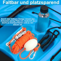 BeGrit 0,7 kg Összecsukható Horgony Szett Galvanizált 10m Szakítószilárd Kötéllel 6mm Átmérő Bója Labdával Ezüst 3