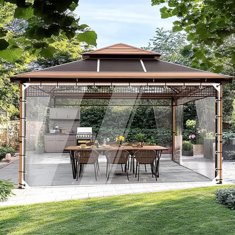 BeGrit 2x3m Átlátszó Takaróponyva Szemekkel 430gsm Vízálló PVC Erkély Terasz